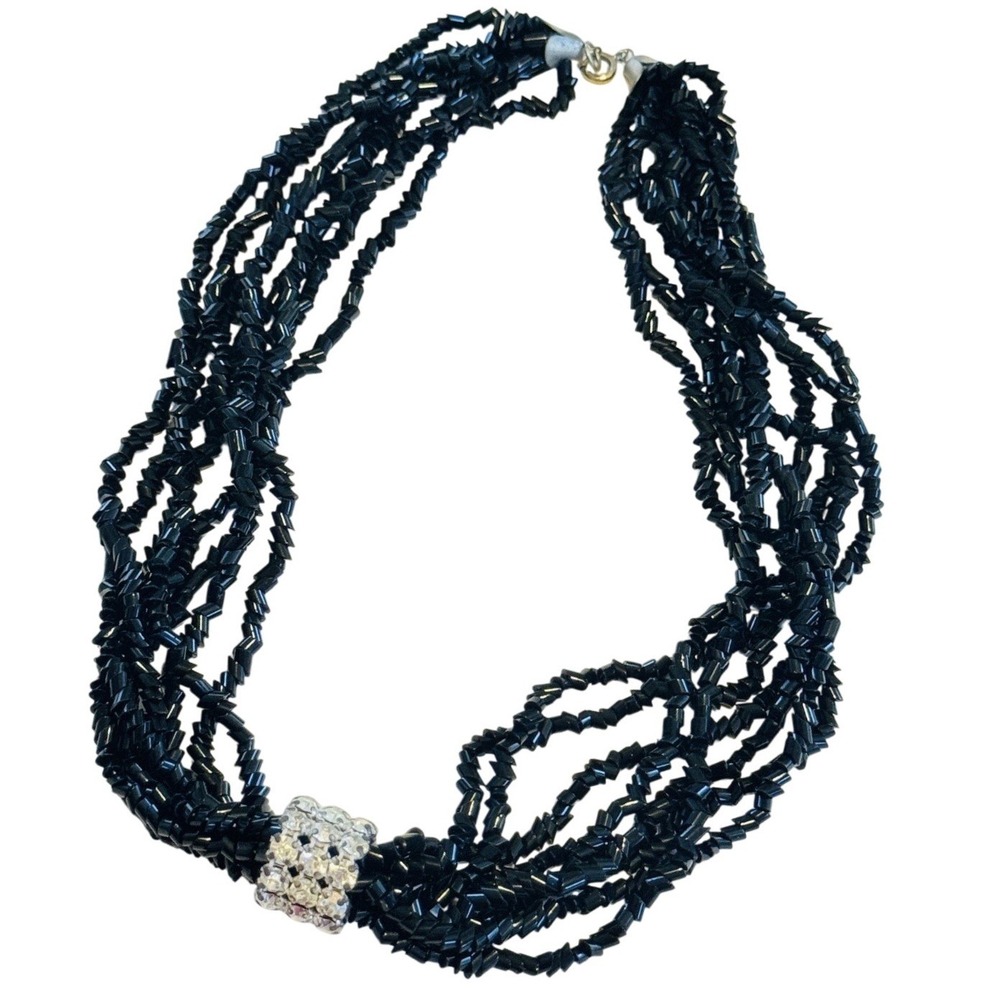 Vtg Regal 70s‎ Necklace Czech Glass Rhinestone jeweled Strand Beaded Multi 18"